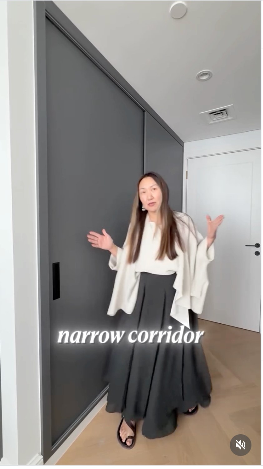 Teen room corridor with grey custom built-in wardrobes